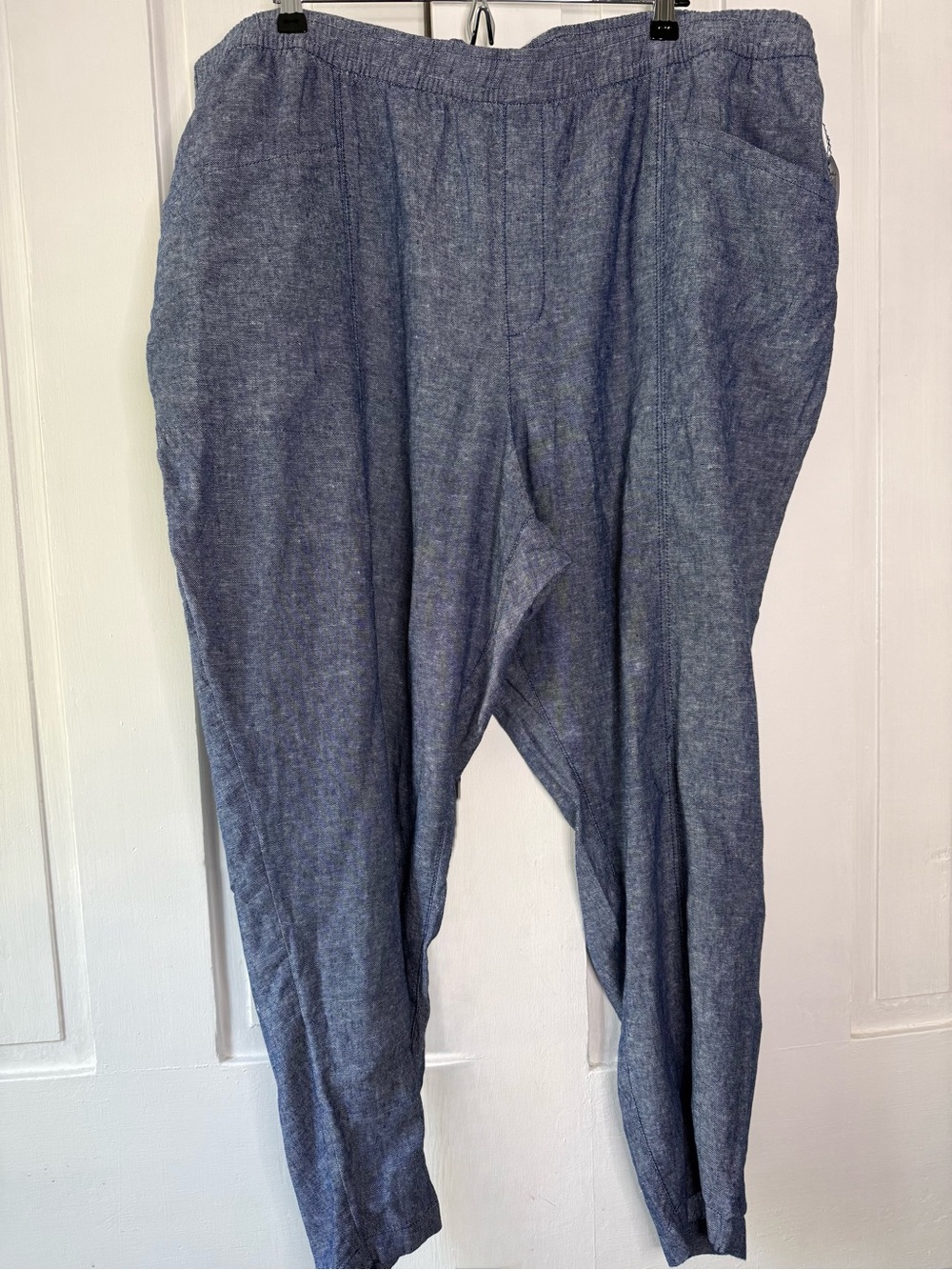 Old Navy NWT High-Waisted Cropped Linen-Blend Pants Chambray Blue - XXL - Picture 2 of 9